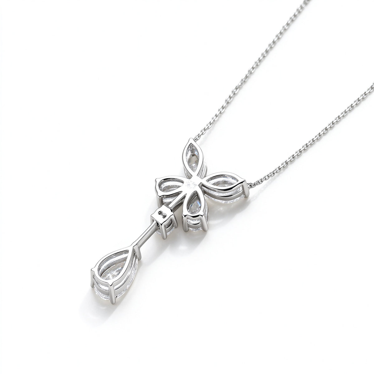 DANFÉE butterfly pear drop lab-grown diamond necklace in PT950 platinum, back view