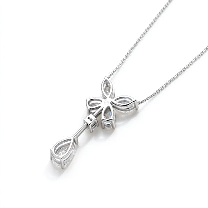 DANFÉE butterfly pear drop lab-grown diamond necklace in PT950 platinum, back view