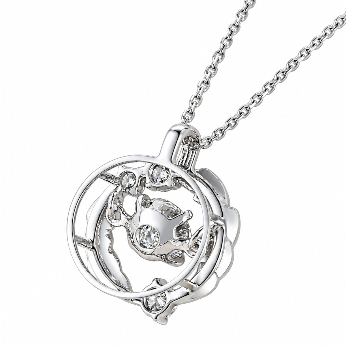 DANFÉE PT950 platinum wing-inspired diamond necklace — white background product detail