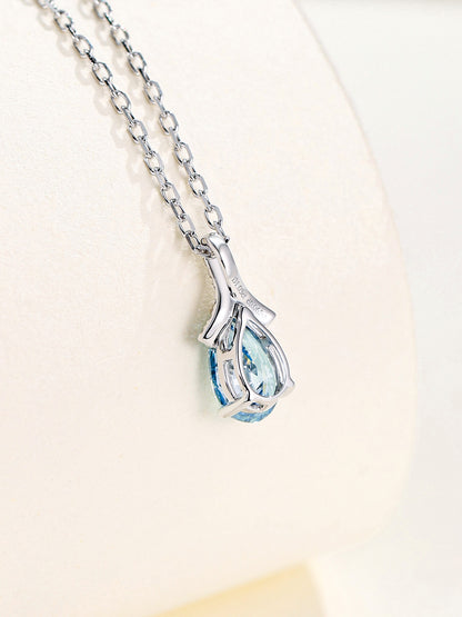 DANFÉE Ribbon Bow Pear pendant back view with engraved PT950 platinum setting