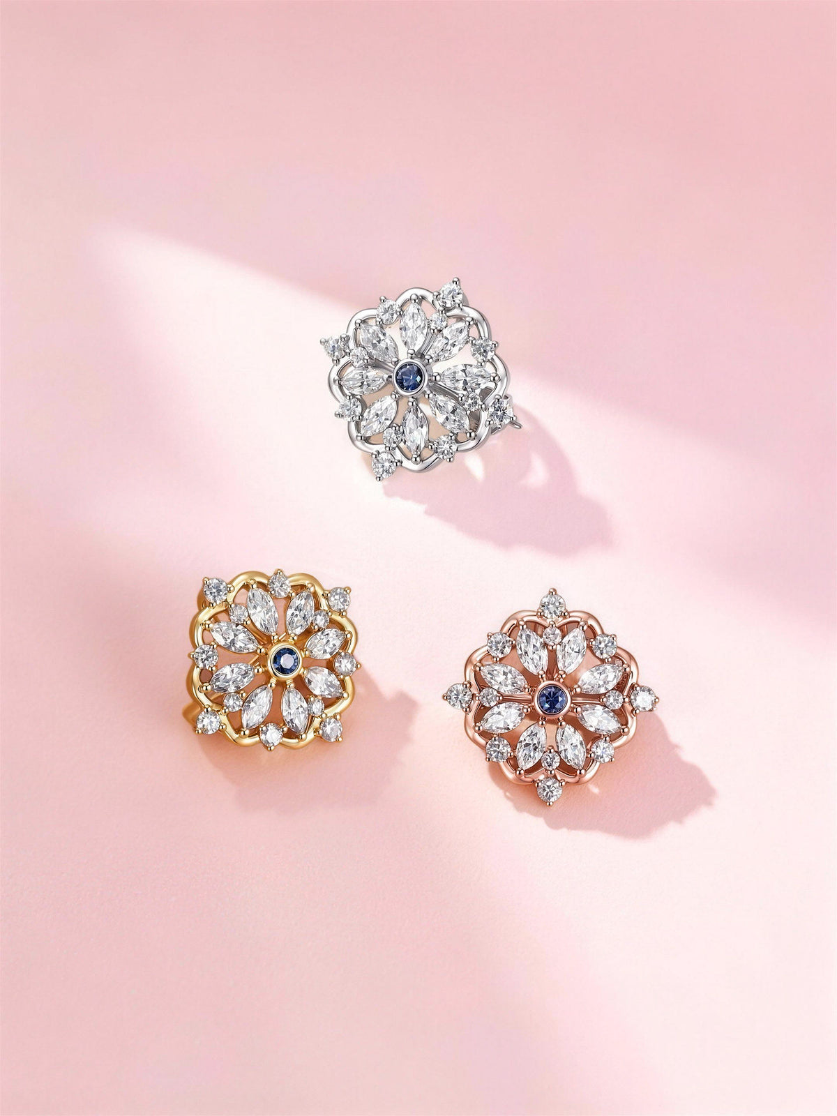 DANFÉE Iris lab-grown diamond pendant brooch in 18K yellow, white and rose gold