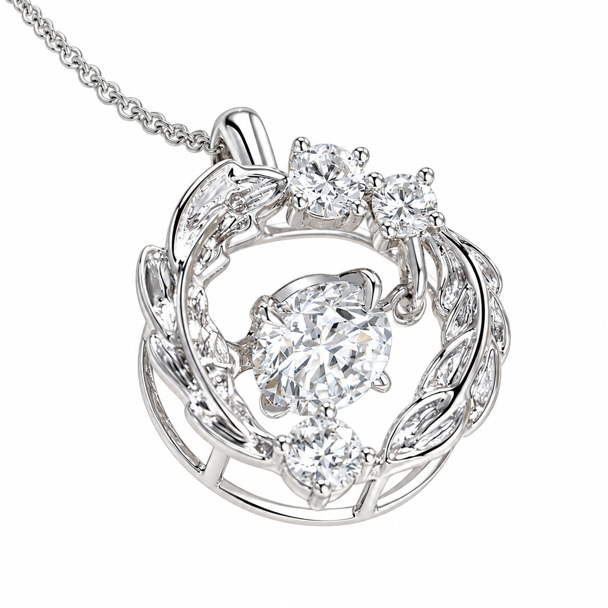 DANFÉE PT950 platinum wing-inspired diamond necklace — white background product detail