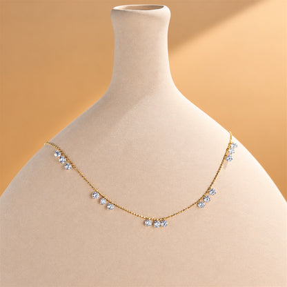 DANFÉE diamond necklace on a ceramic display