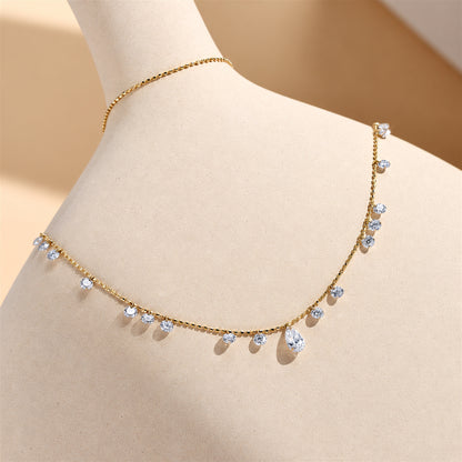 DANFÉE Muse lab-grown diamond station necklace — 18K yellow gold on necklace bust display
