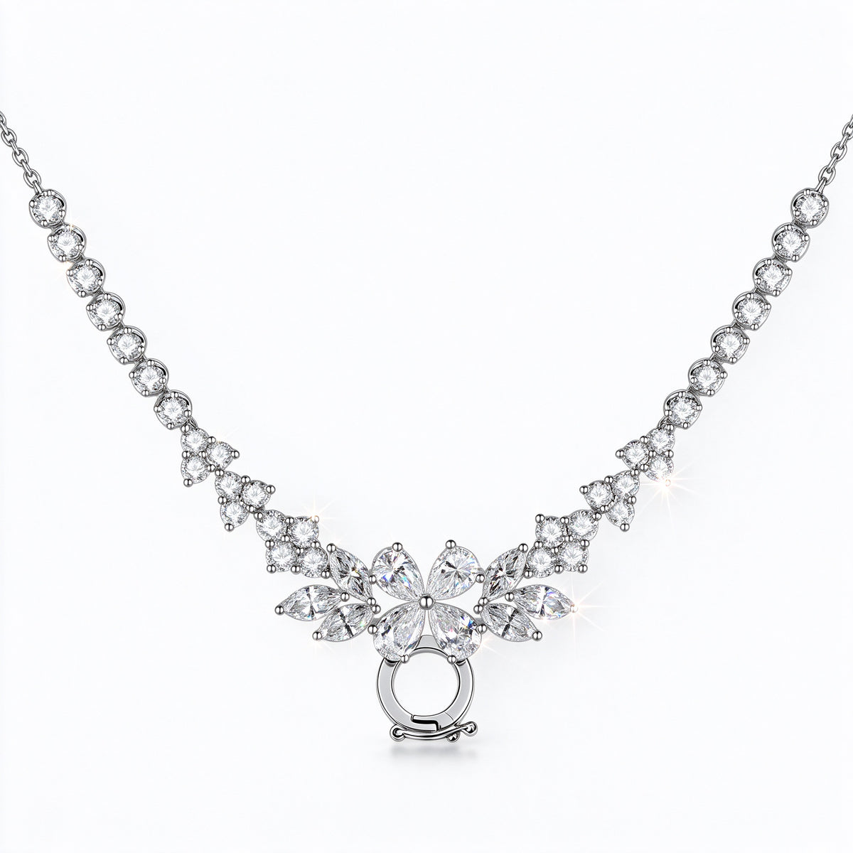 DANFÉE Blossom Cluster lab-grown diamond necklace in PT950 platinum, without pendant