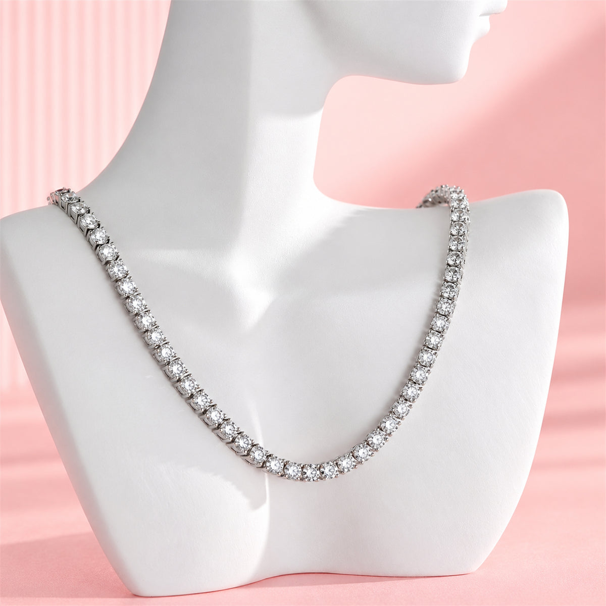 DANFÉE diamond tennis necklace — white bust display