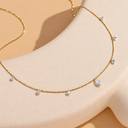 DANFÉE pear and round lab-grown diamond drop necklace yellow gold display detail