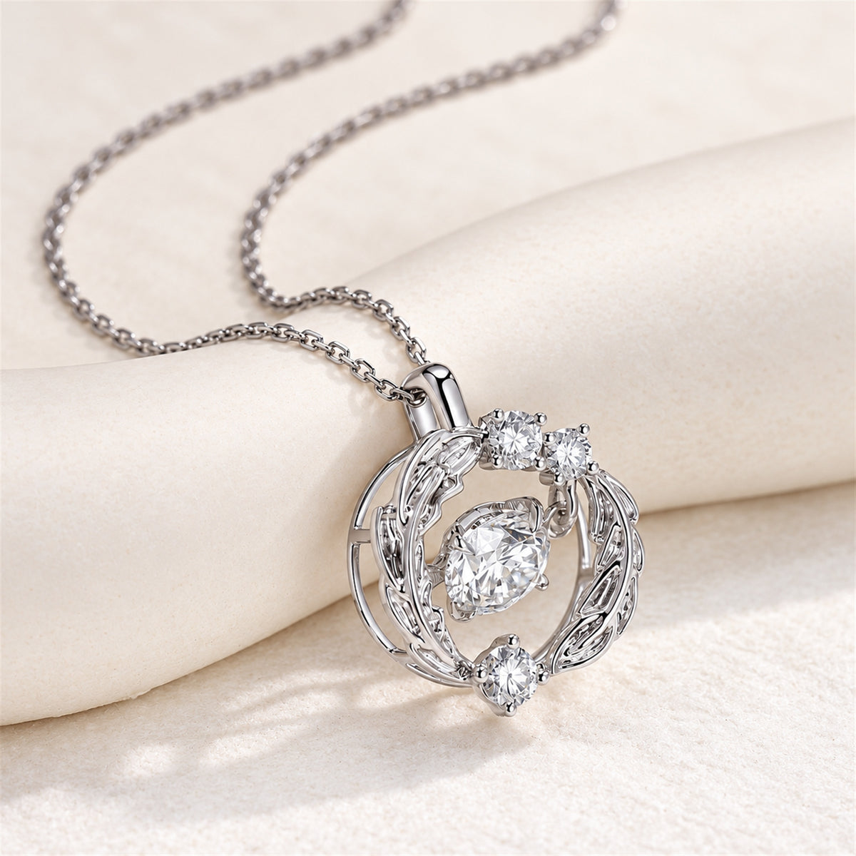 DANFÉE PT950 platinum wing-inspired diamond necklace — styled product view