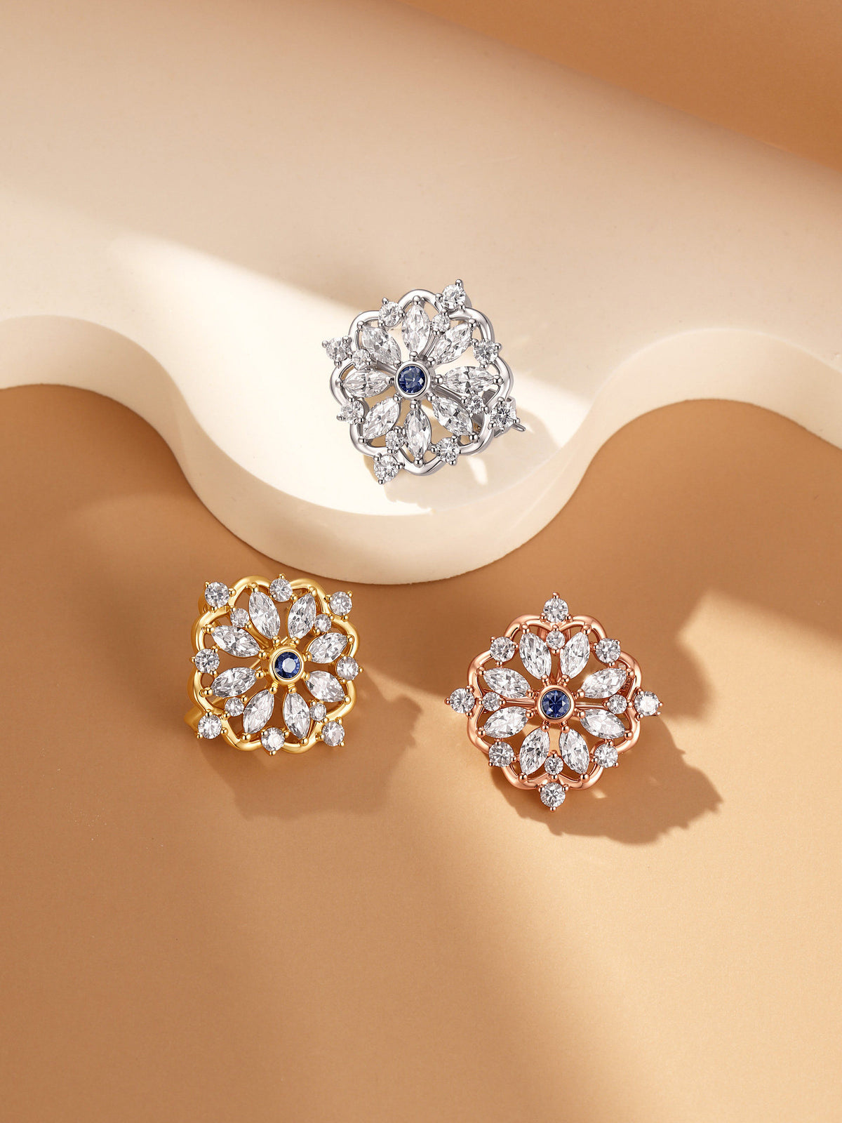 DANFÉE Iris lab-grown diamond brooch pendant collection in three 18K gold colors