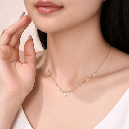 DANFÉE Muse lab-grown diamond station necklace — angled model wearing view