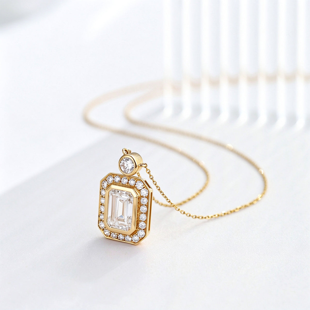 DANFÉE emerald cut bezel lab-grown diamond necklace — view 6