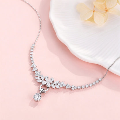 DANFÉE Blossom Cluster lab-grown diamond necklace in PT950 platinum, styled flat lay