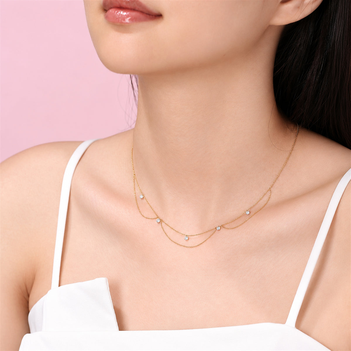 DANFÉE Goddess draped lab-grown diamond necklace, model wearing necklace — 8.jpg
