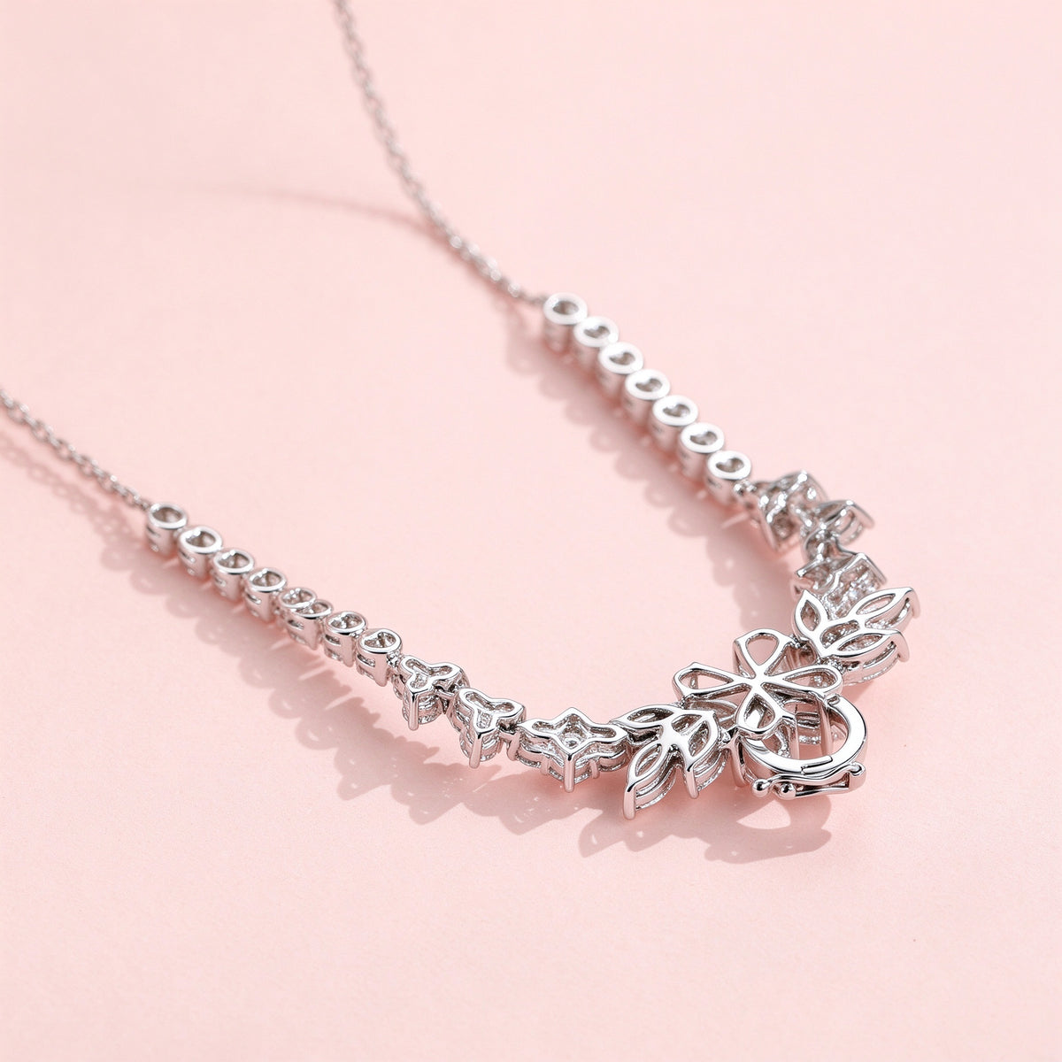 DANFÉE Blossom Cluster necklace, open-gallery back setting in PT950 platinum