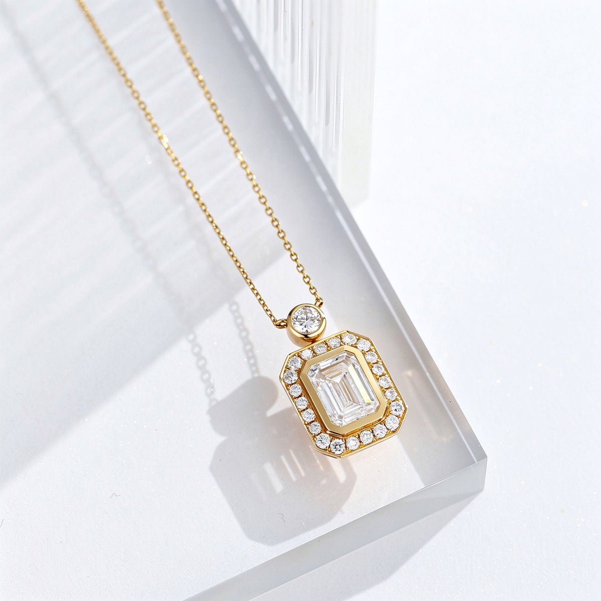 DANFÉE emerald cut bezel lab-grown diamond necklace — view 7