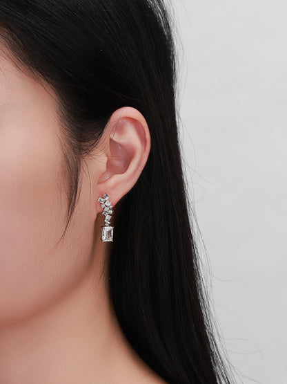 Céleste Cascade Emerald-Cut Lab-Grown Diamond Drop Earrings in PT950 Platinum | D-E | VS