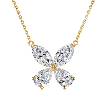 DANFÉE Four-Leaf Clover lab-grown diamond necklace in 18K yellow gold, white background