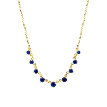 DANFÉE Nine-Stone Smile natural sapphire necklace in 18K yellow gold, front view