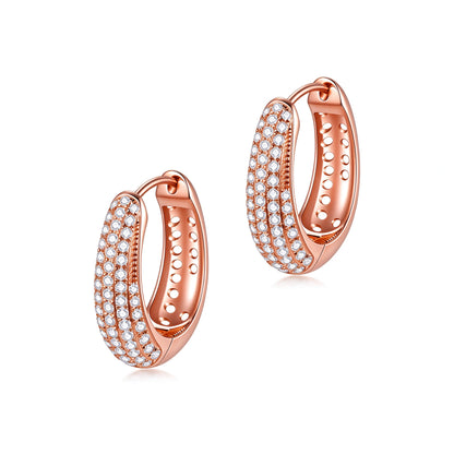 Aurore dome pavé lab-grown diamond huggie earrings in 18K rose gold