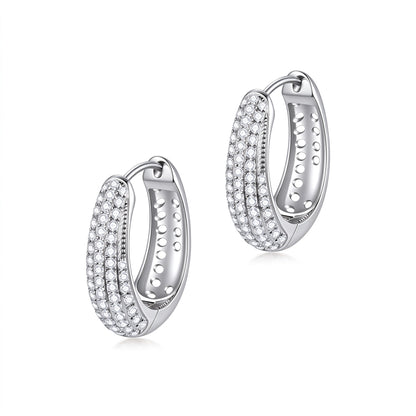Aurore dome pavé lab-grown diamond huggie earrings in 18K white gold