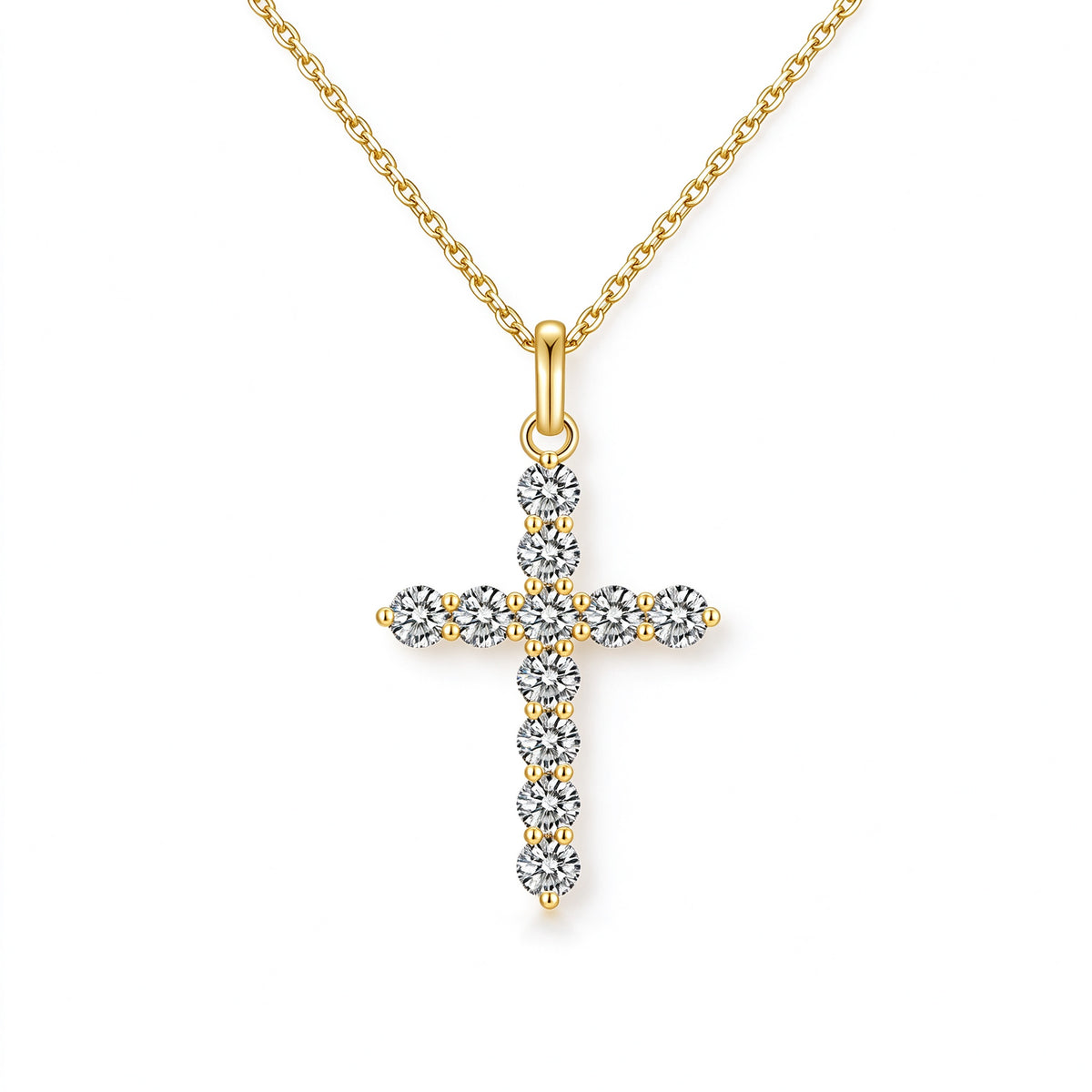 DANFÉE Celeste Cross lab-grown diamond necklace in 18K yellow gold, front view