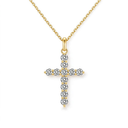DANFÉE Celeste Cross lab-grown diamond necklace in 18K yellow gold, front view