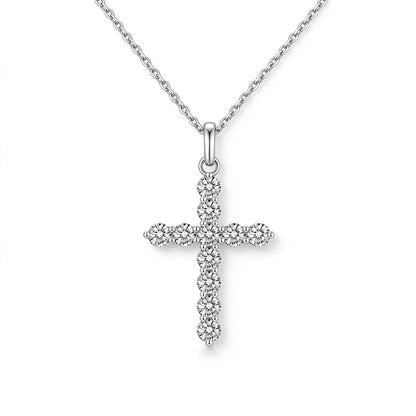 DANFÉE Celeste Cross lab-grown diamond necklace in 18K white gold, front view