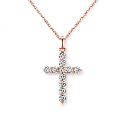 DANFÉE Celeste Cross lab-grown diamond necklace in 18K rose gold, front view