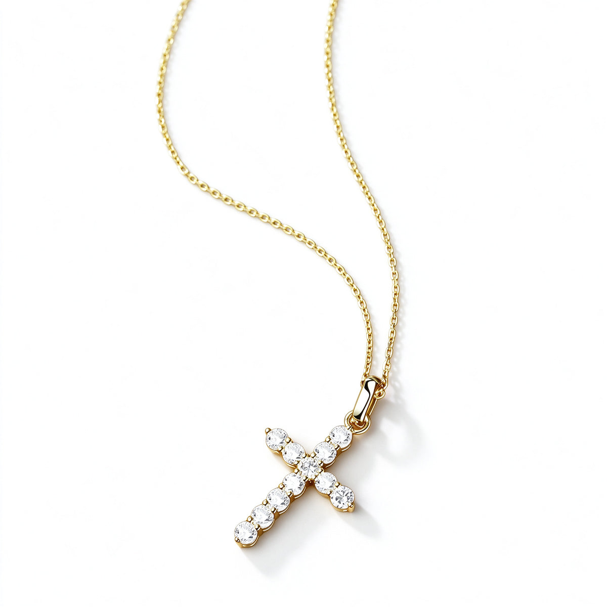 DANFÉE Celeste Cross lab-grown diamond pendant on an 18K yellow gold chain