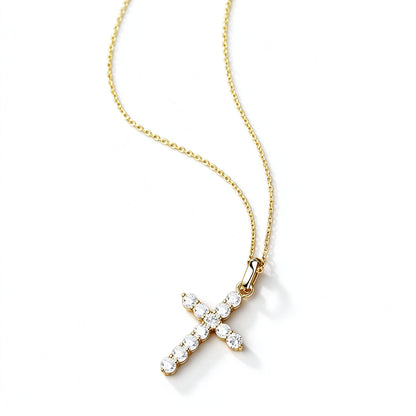 DANFÉE Celeste Cross lab-grown diamond pendant on an 18K yellow gold chain
