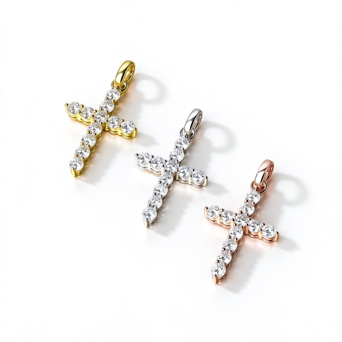 DANFÉE Celeste Cross pendants in 18K yellow, white and rose gold