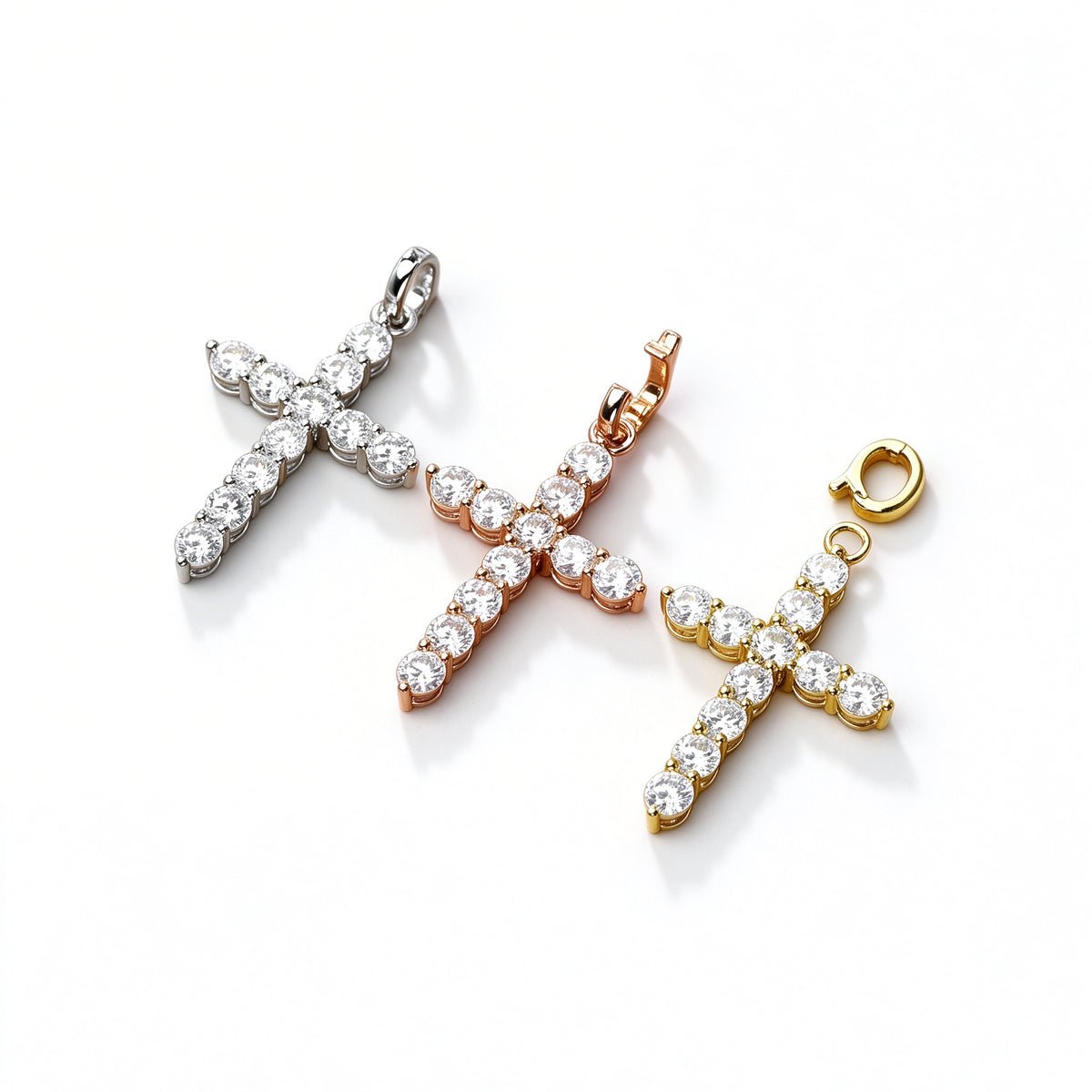 DANFÉE Celeste Cross pendants with hinged bail in 18K yellow, white and rose gold