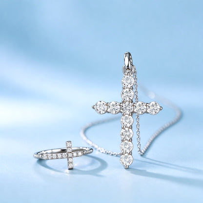 DANFÉE Celeste Cross lab-grown diamond necklace in 18K white gold