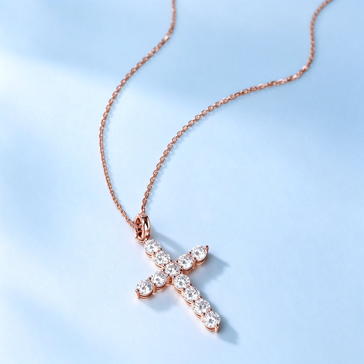 DANFÉE Celeste Cross lab-grown diamond necklace in 18K rose gold