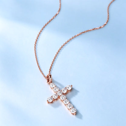 DANFÉE Celeste Cross lab-grown diamond necklace in 18K rose gold