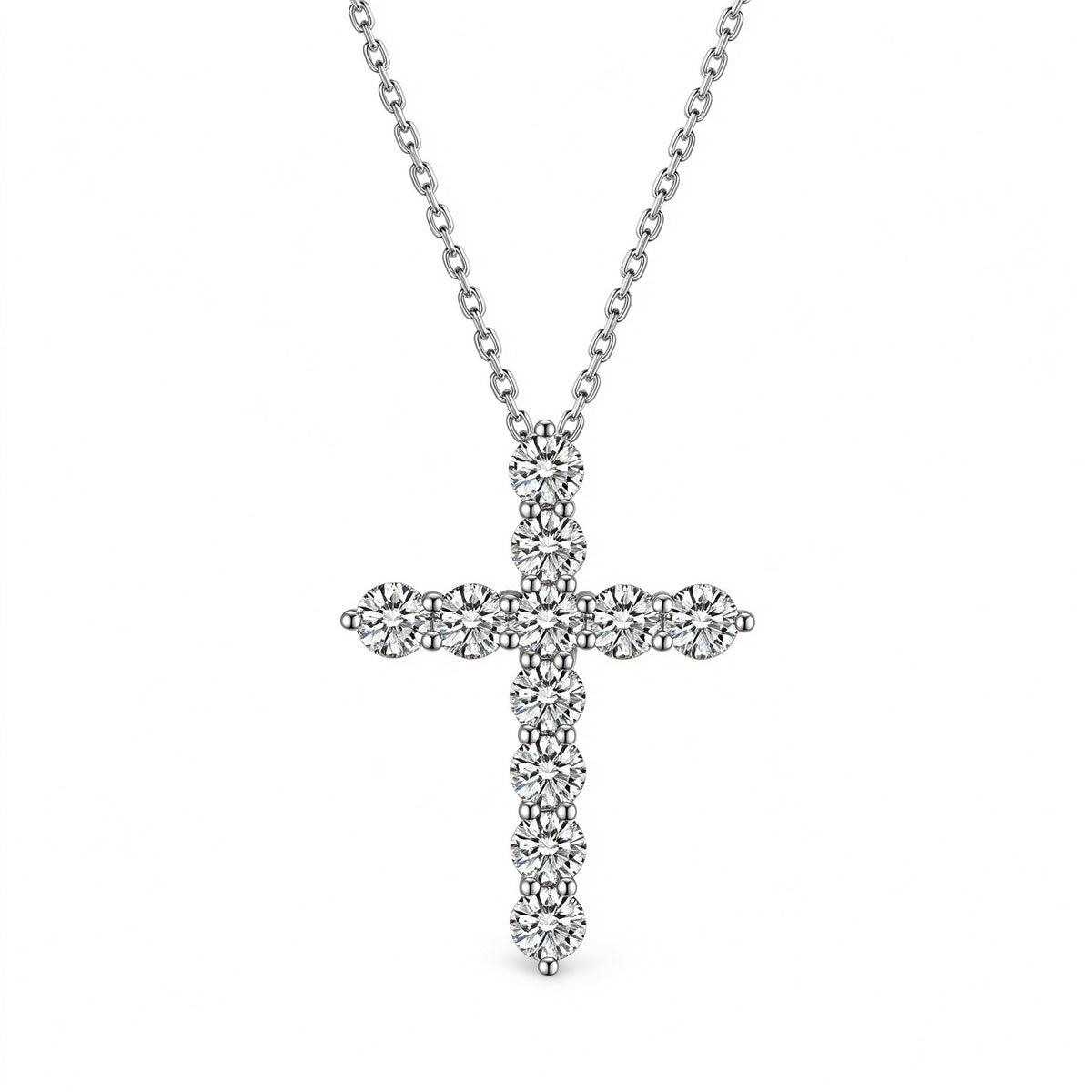 Celeste Cross lab-grown diamond necklace in PT950 platinum, front view