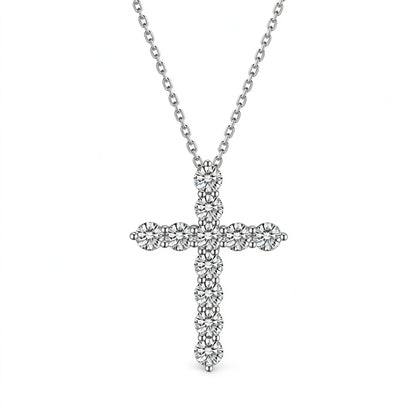 Celeste Cross lab-grown diamond necklace in PT950 platinum, front view