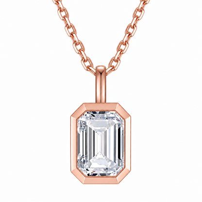 DANFÉE emerald-cut bezel diamond necklace in 18K rose gold, metal option