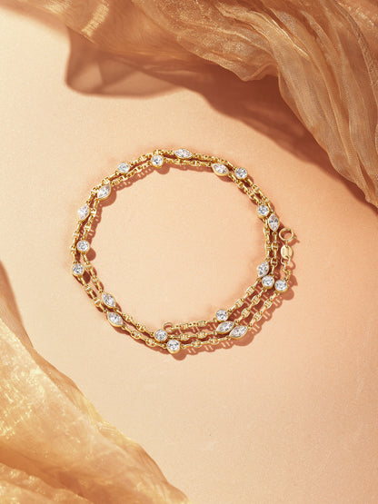 3.5 carat lab-grown diamond station necklace in 18K yellow gold, full length