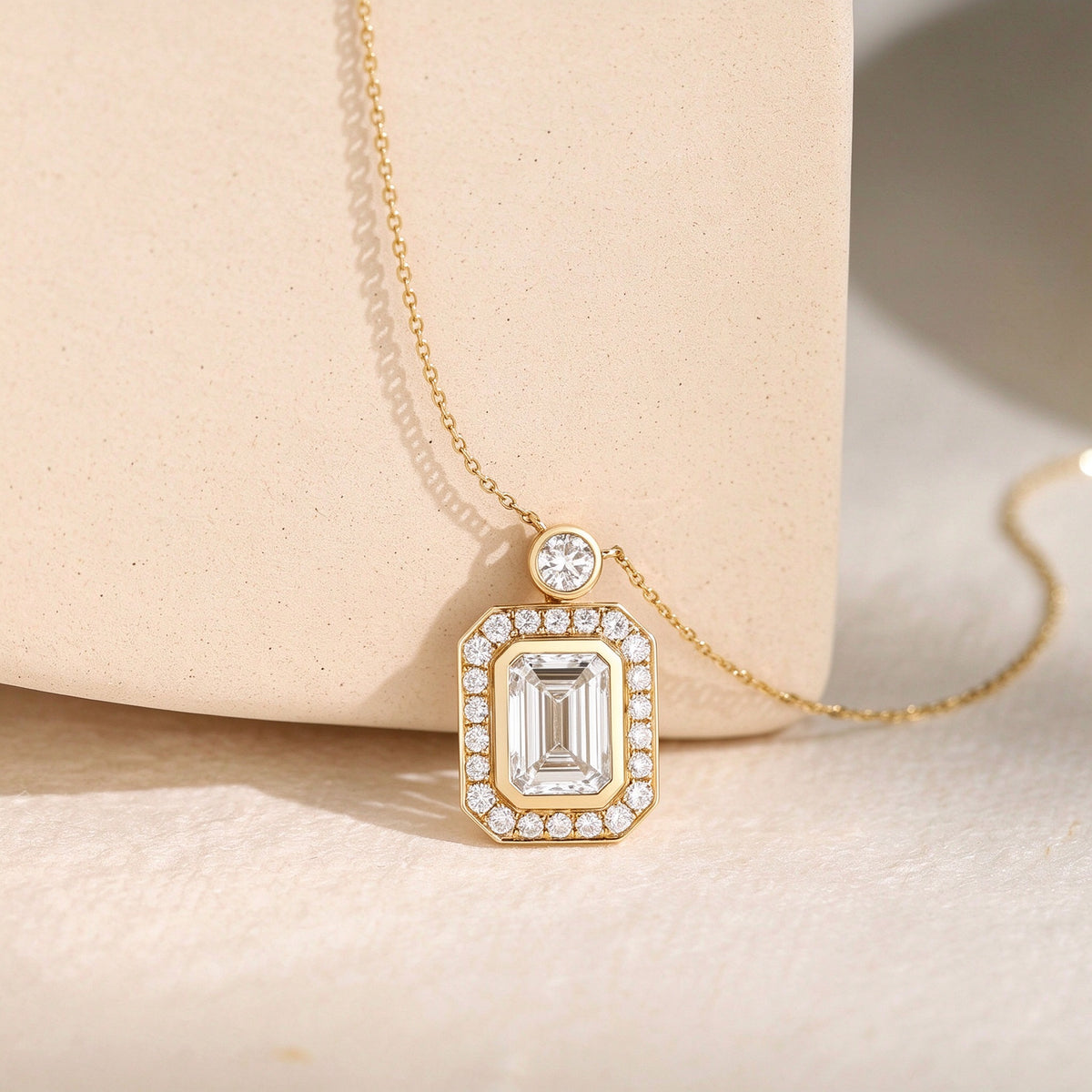 DANFÉE emerald cut bezel lab-grown diamond necklace — view 9