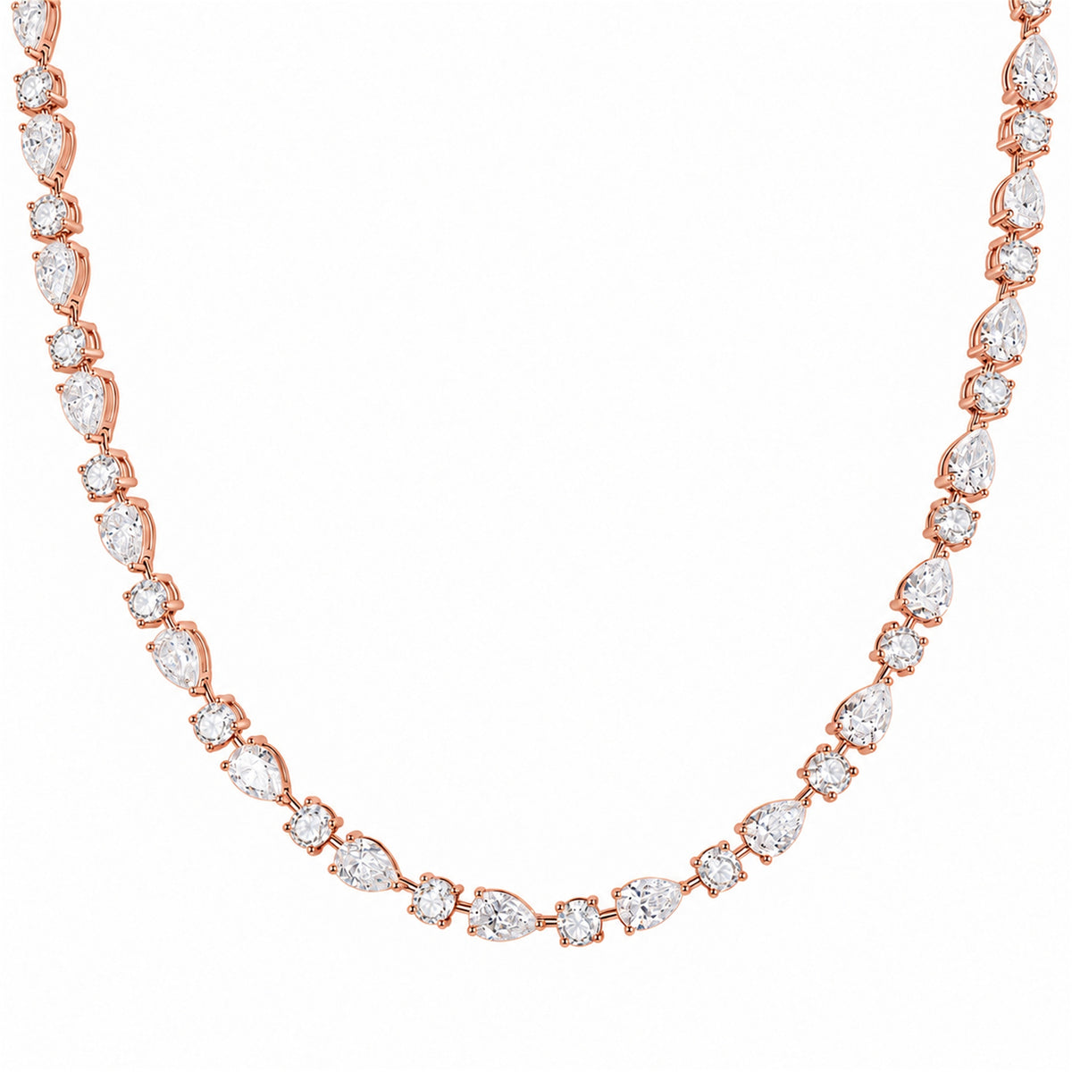 DANFÉE 21 carat pear and round lab-grown 18K rose gold necklace on white background