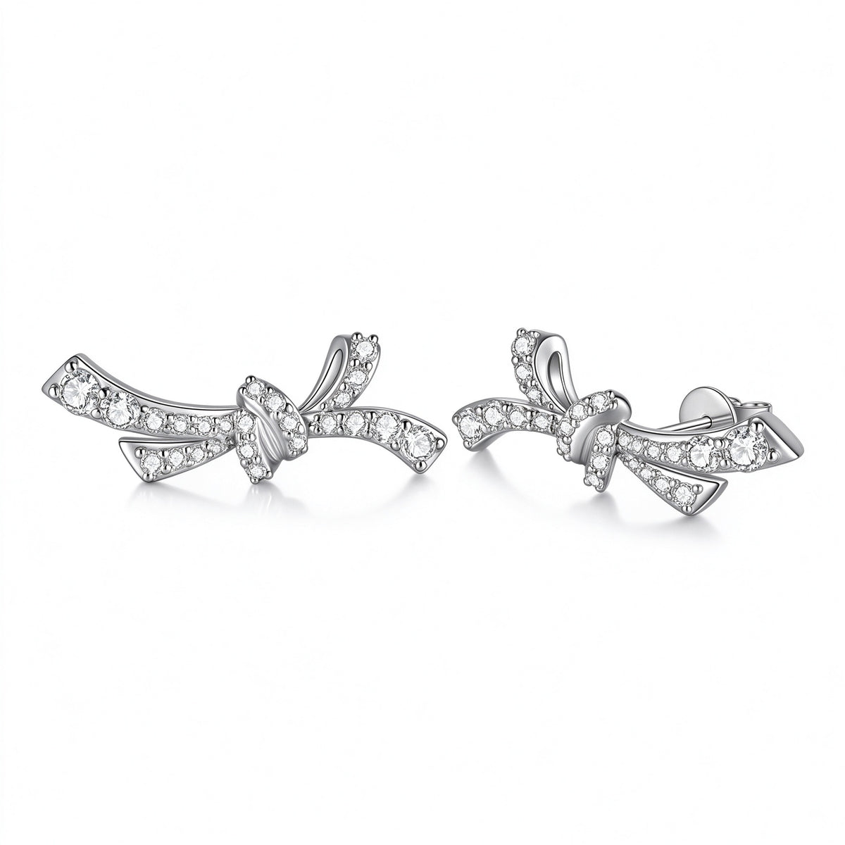 DANFÉE Amour Knot lab-grown diamond bow stud earrings in PT950 platinum on white