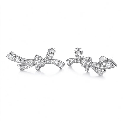 DANFÉE Amour Knot lab-grown diamond bow stud earrings in PT950 platinum on white