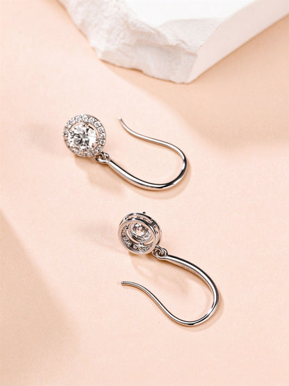 Back of the halo diamond drop earrings showing the open gallery and French hook