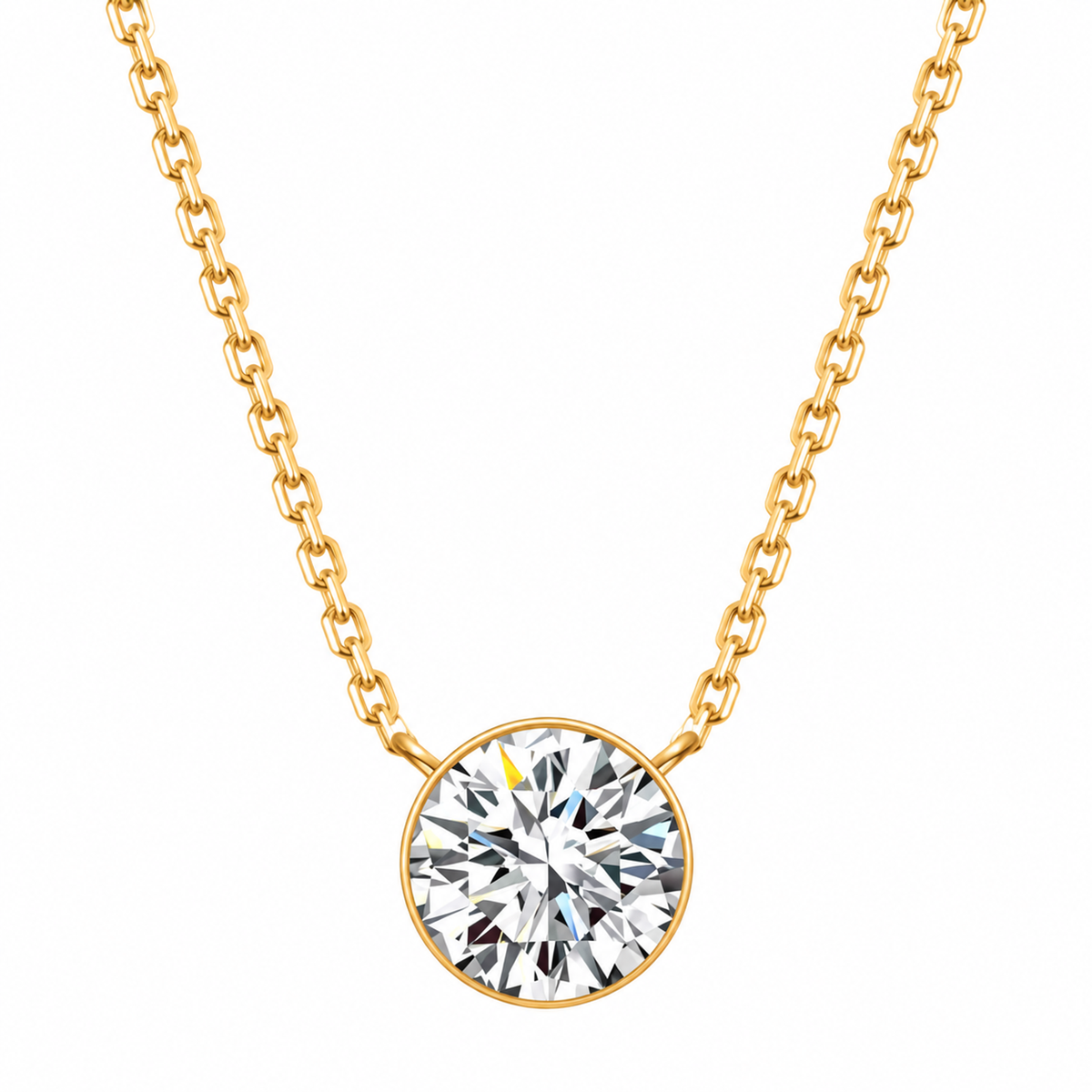 DANFÉE bezel-set lab-grown diamond necklace in 18K yellow gold on white