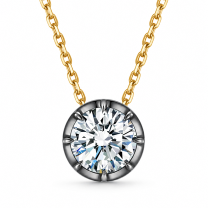 DANFÉE 1 carat lab-grown diamond necklace in 18K yellow gold - Front view on white