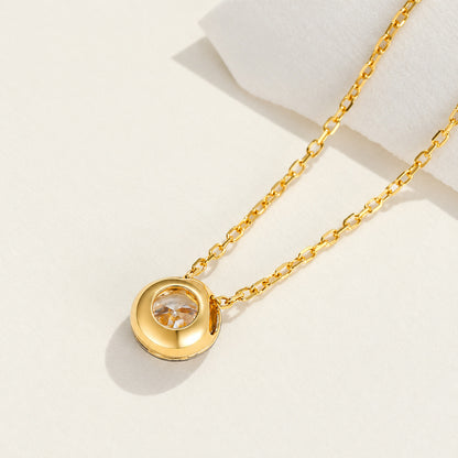DANFÉE 1 carat lab-grown diamond necklace in 18K yellow gold - Gold pendant back and open gallery