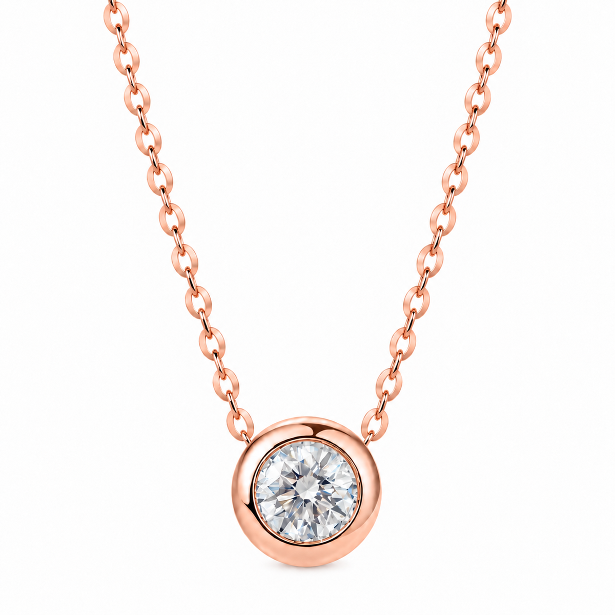 DANFÉE bubble bezel lab-grown diamond necklace in 18K rose gold on white