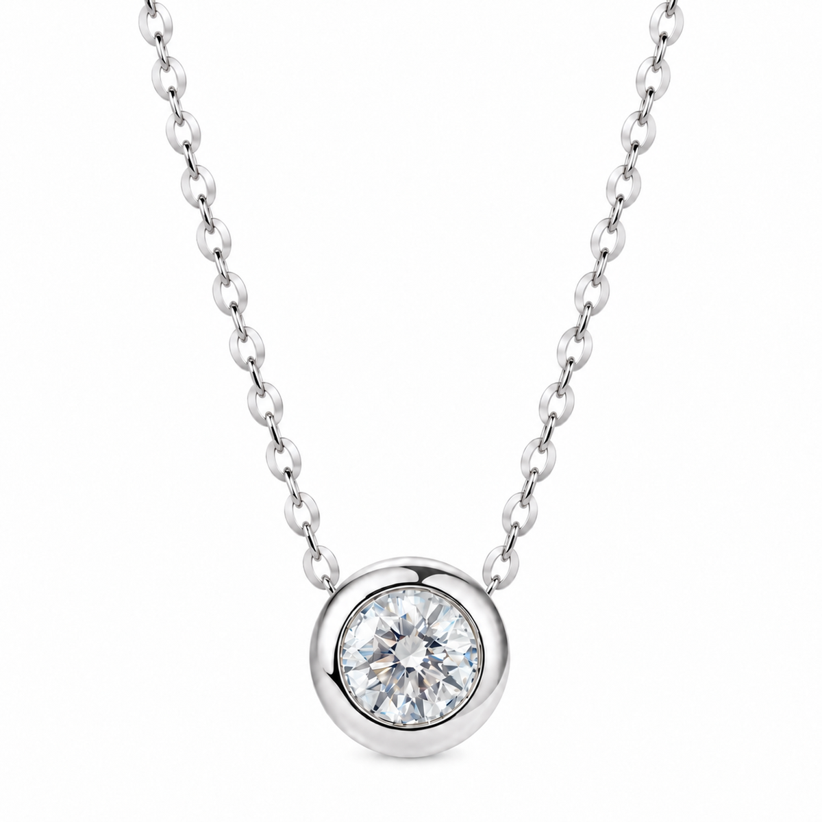 DANFÉE bubble bezel lab-grown diamond necklace in 18K white gold on white