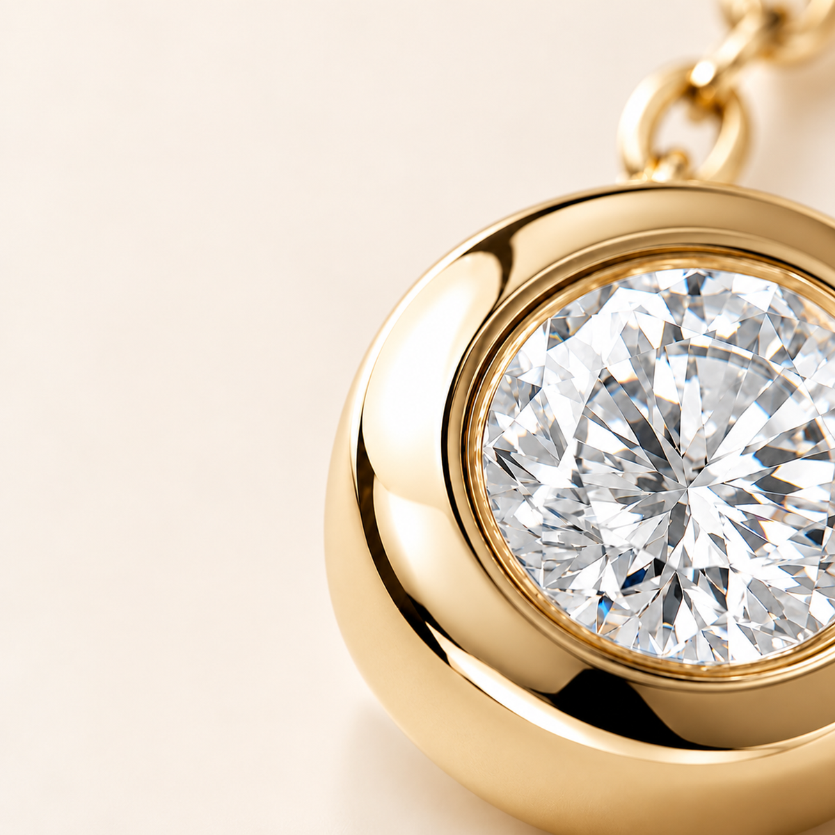DANFÉE polished 18K yellow gold bubble bezel and diamond macro detail